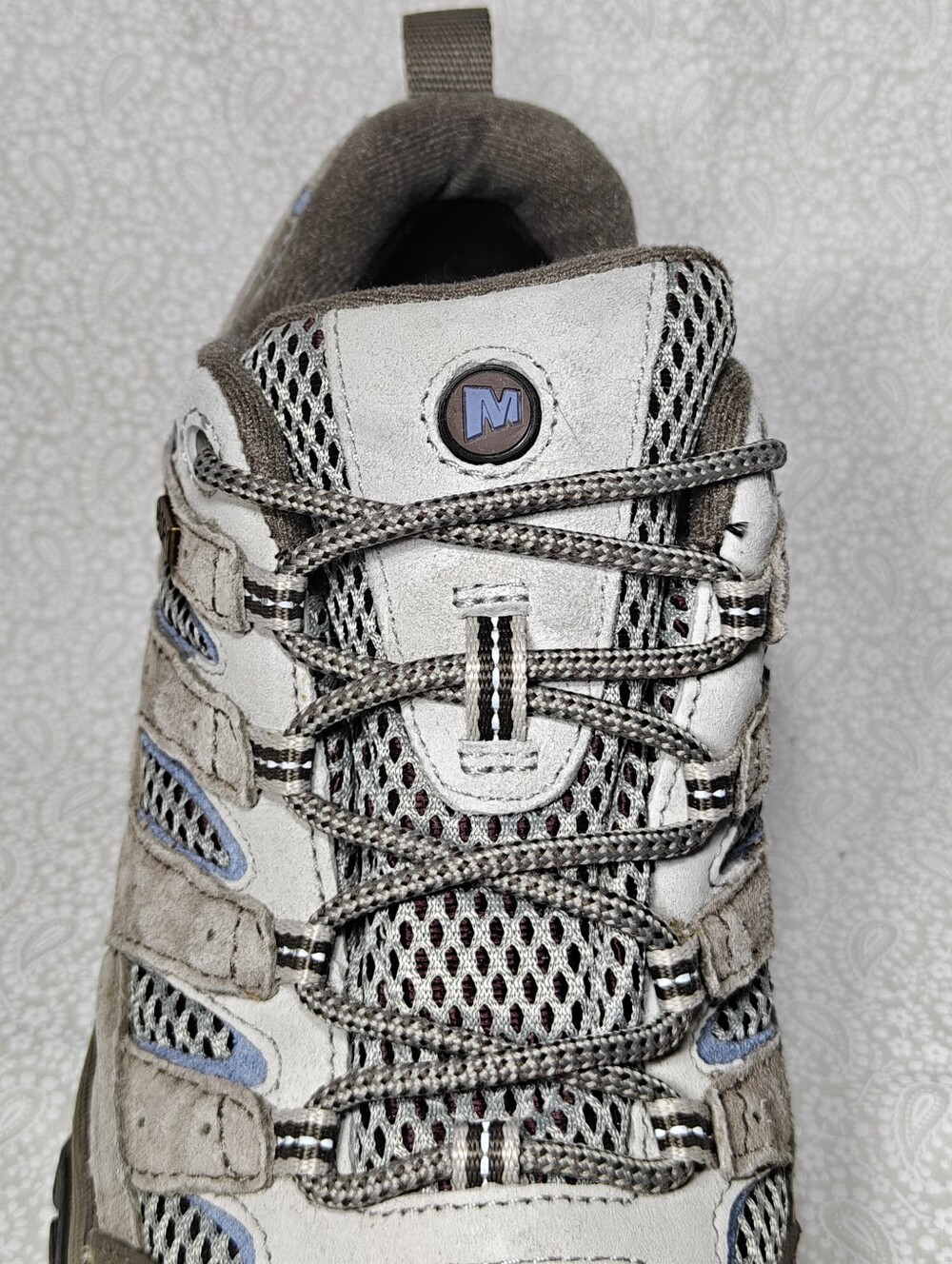 Merrell Women's Moab 2 Waterproof Grey Light Blue Vibram Hiking Shoes Size 7 - Picture 8 of 12